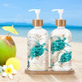 Potchen 2 Pack Sea Turtle Soap Dispenser, Beach Ocean Glass Bathroom Decor