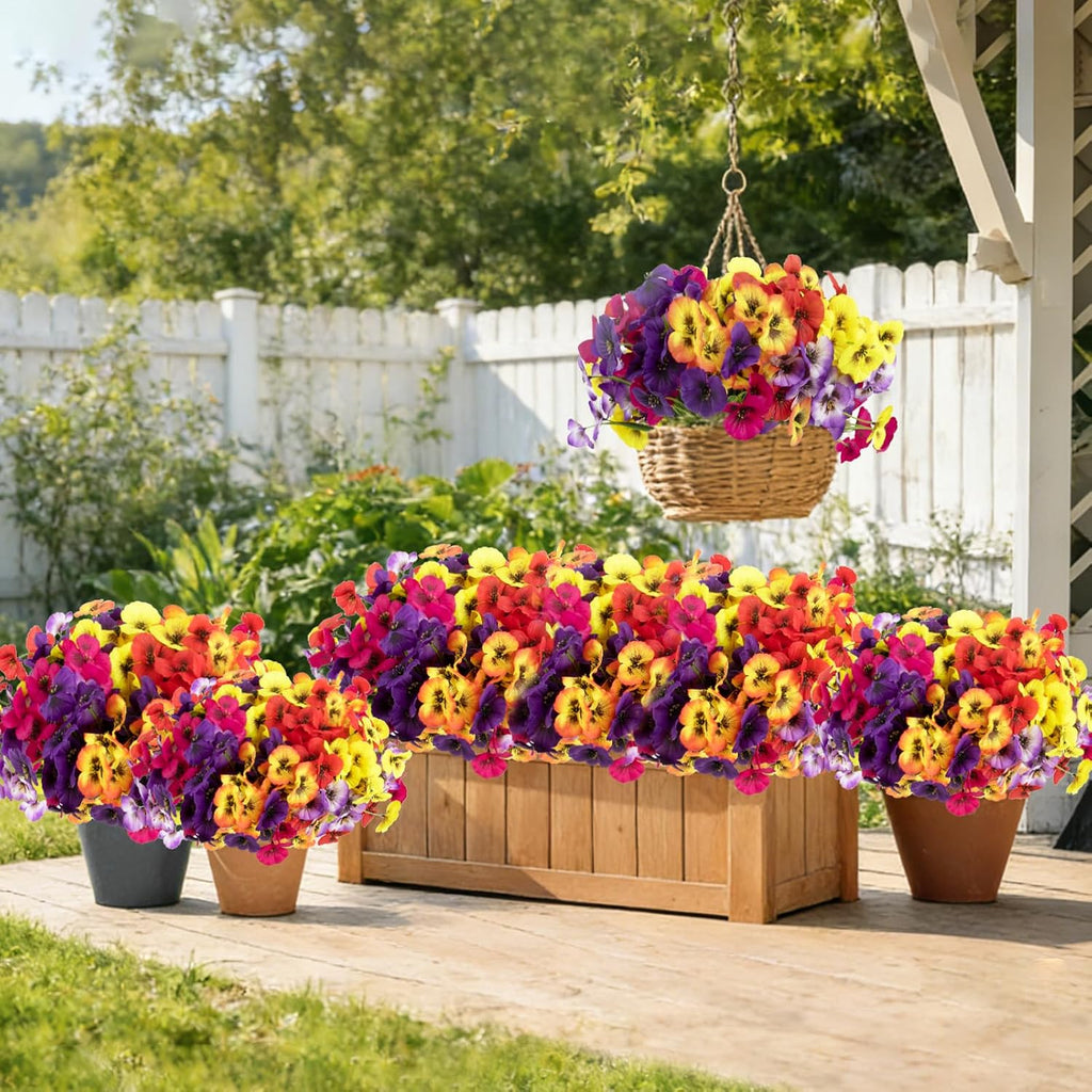 18 Bundles Artificial Flowers for Outdoors Faux Silk Flower UV Resistant