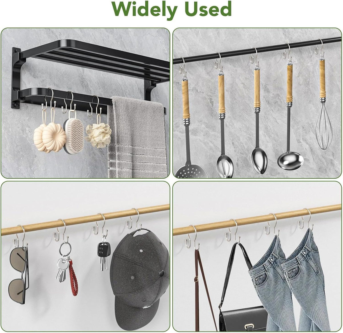 Goowin 24 Pack Shower Curtain Hooks, Simple Shower Curtain Rings, Sturdy Shower Curtain Hangers, Double Hook Shower Curtain Hooks, Smooth Gliding Metal Shower Hooks for Shower Curtain, Nickel