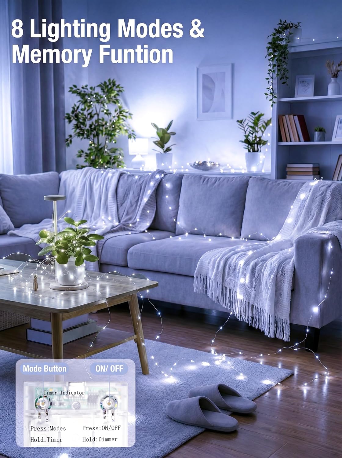 btfarm 4 Pack Fairy Lights Battery Operated, 16FT 50 LED Twinkle Lights
