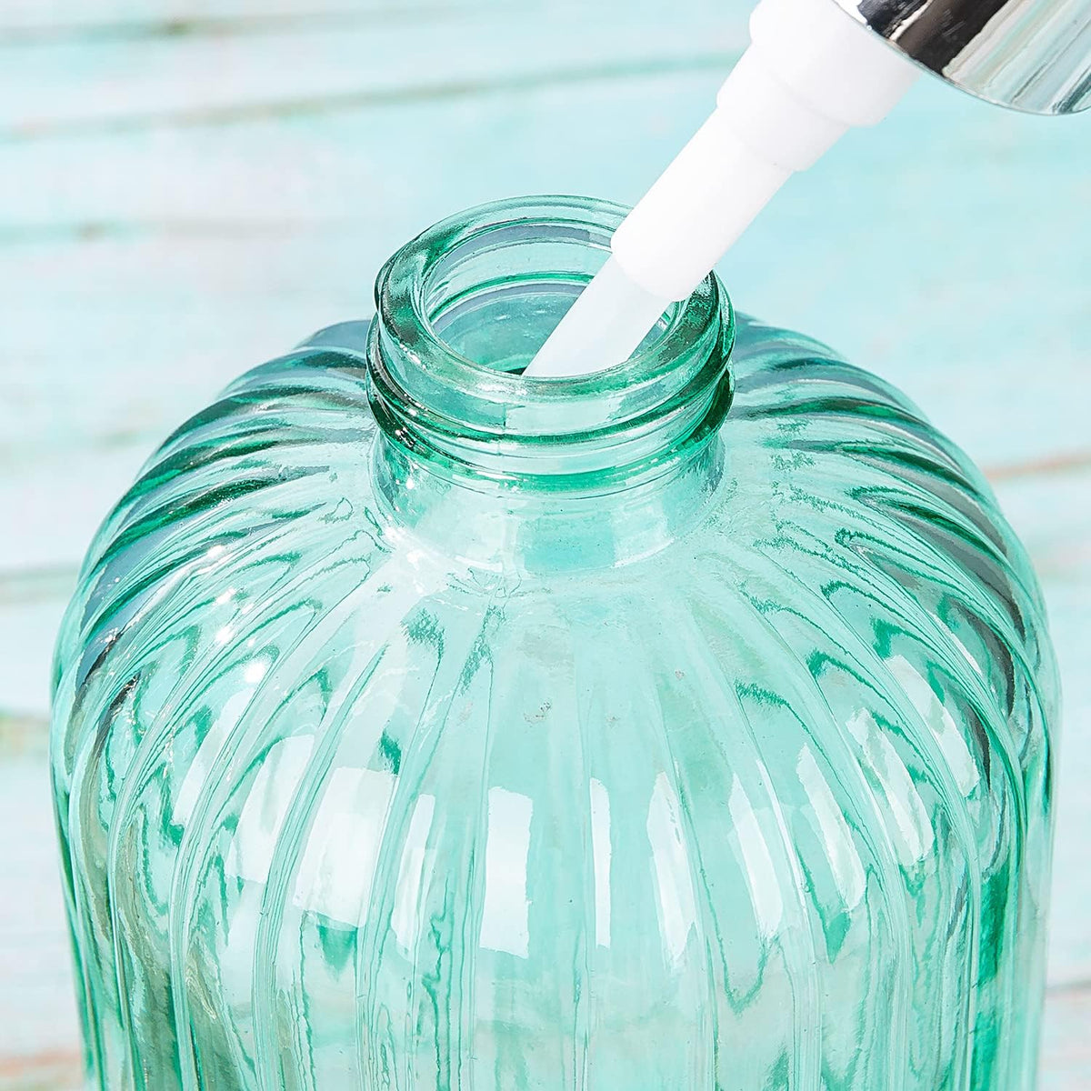 Bathroom Accessories Set, 15oz Glass Soap Dispenser Bottle for Bath Decor, 3 Pack Set