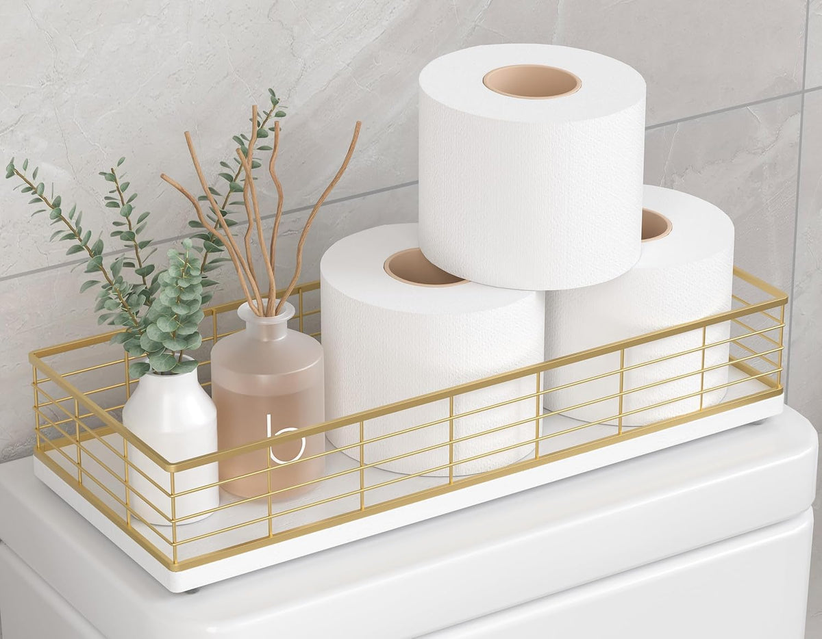 Toilet Paper Storage Basket, 16" Large Oak Wood Toilet Paper Basket