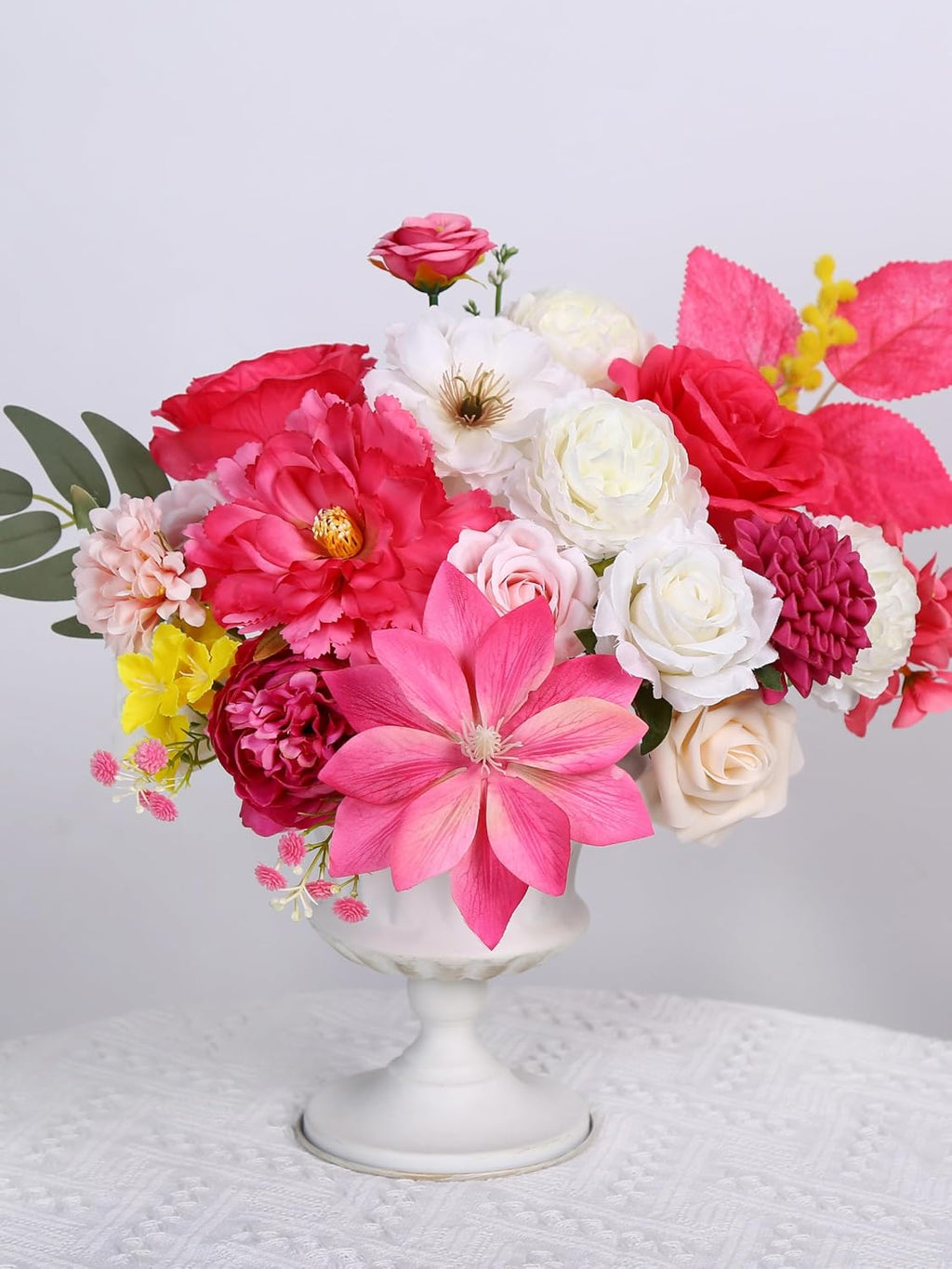 Artificial Flower Combo Hot Pink Silk Flowers for DIY Wedding Bridal Bouquets Table Cake Arch Floral Arrangement Table Centerpieces Baby Shower Party Home Decor