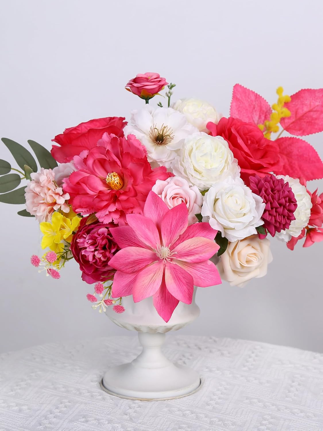 Artificial Flower Combo Hot Pink Silk Flowers for DIY Wedding Bridal Bouquets Table Cake Arch Floral Arrangement Table Centerpieces Baby Shower Party Home Decor