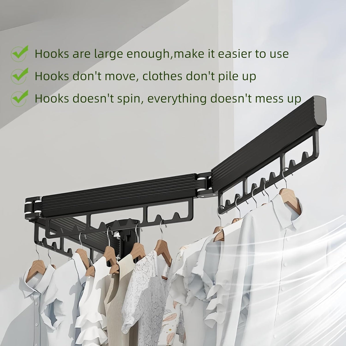 Mounted Wall Drying Rack, Laundry Hanger Dryer Rack, Laundry Hanger Rack, Wall Mounted Clothes Rack, Laundry Room Hanging Rack(Foldable/High-Bearing/Never Fall Off/Third Generation/Grey)
