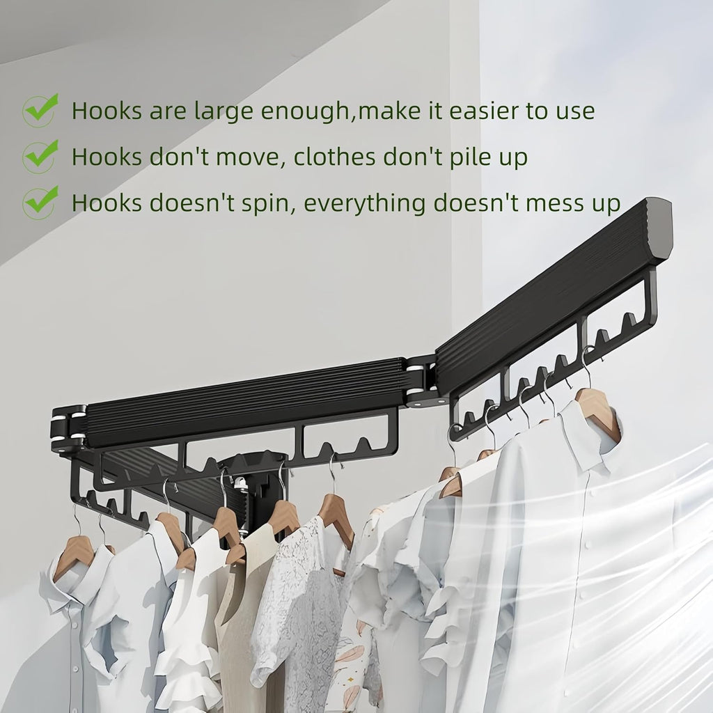 Mounted Wall Drying Rack, Laundry Hanger Dryer Rack, Laundry Hanger Rack, Wall Mounted Clothes Rack, Laundry Room Hanging Rack(Foldable/High-Bearing/Never Fall Off/Third Generation/White)