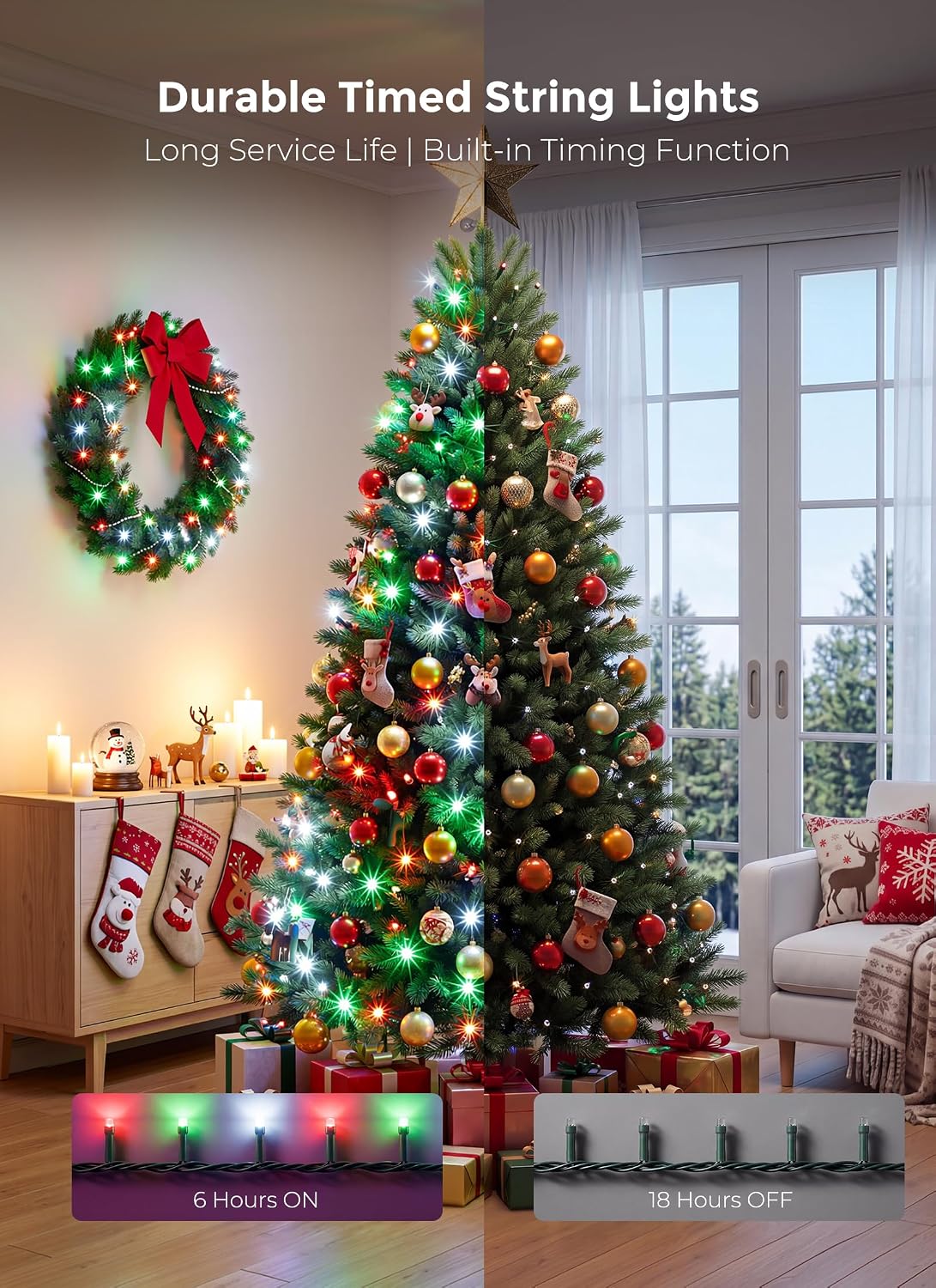 Brightown 330FT 1000LED Christmas String Lights Outdoor Red White and Green