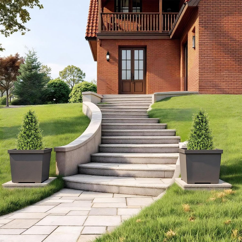 30" Artificial Boxwood Topiary Trees for Outdoor Set of 2