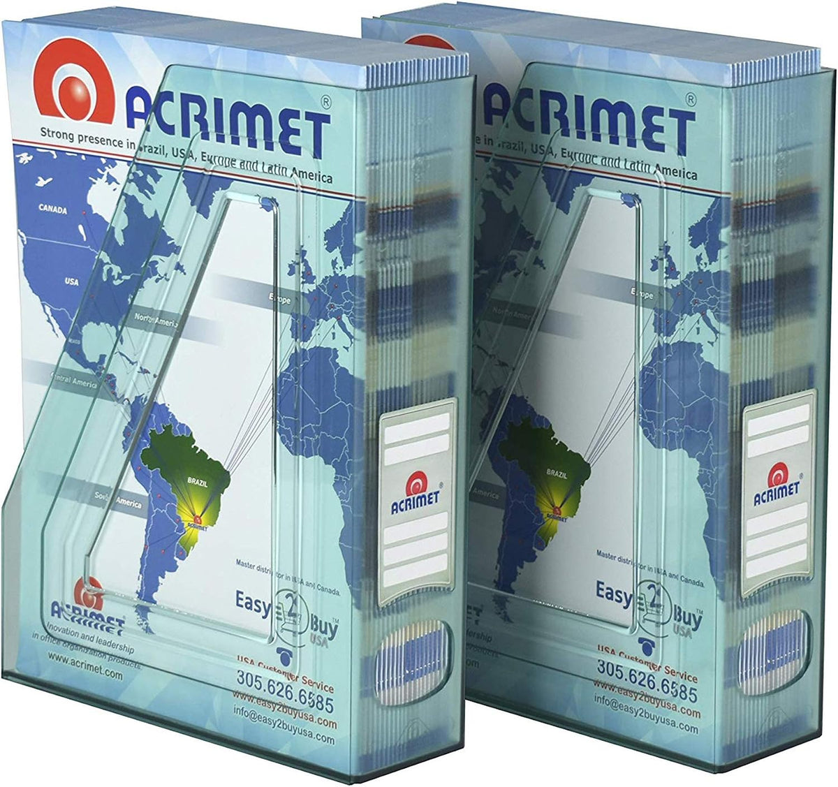 Acrimet Magazine File Holder, Vertical Desk Organizer, Clear Green, 2 Pack