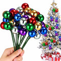 Syhood 12 Sets 7.9 Inch Colorful Christmas Ball Picks and Sprays Decoration