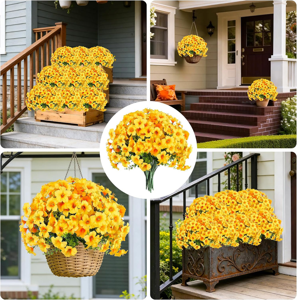 10pcs UV Resistant Faux Petunia Outdoor Flowers,Orange