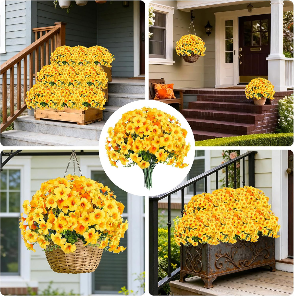 10pcs UV Resistant Faux Petunia Outdoor Flowers,Orange