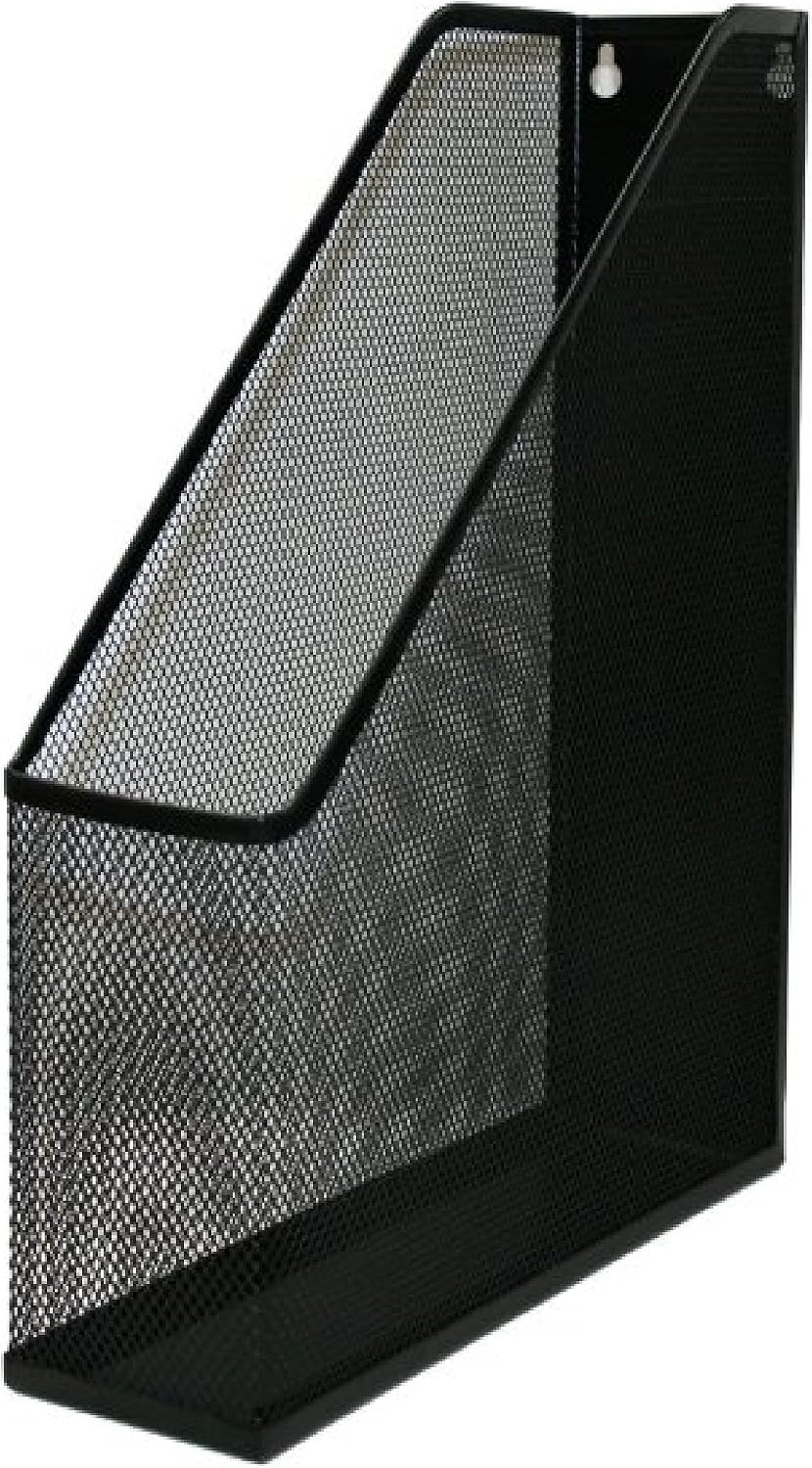 YBM HOME Wall Magazine Holder and Desk Organizer Rack Keeps Up to 20 Magazines Upright, Steel Mesh Magazine Desk Organizer and File Storage for Home and Office-Black