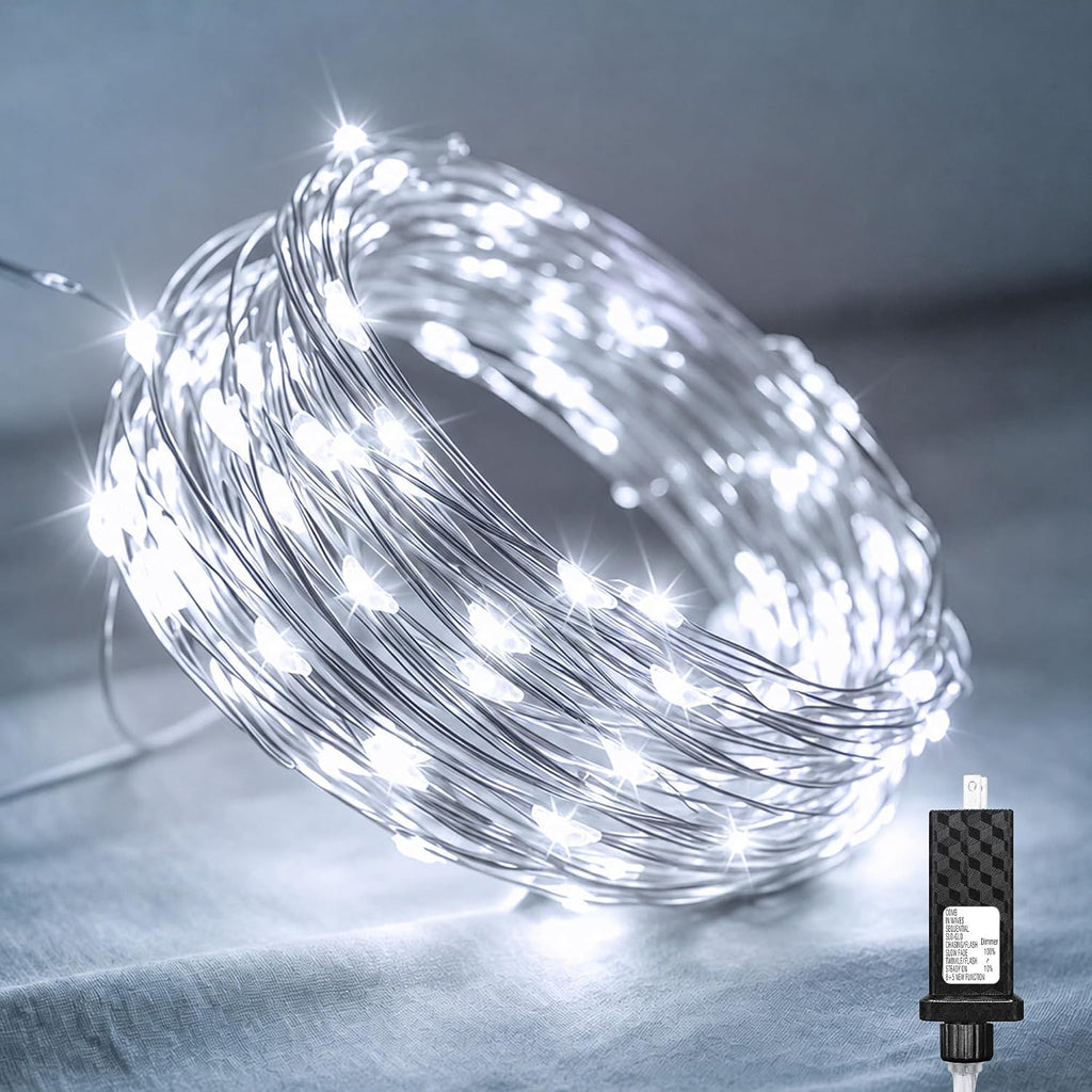 66FT 200 LED Plug in Fairy Lights with 13 Modes & Timer, Cool White