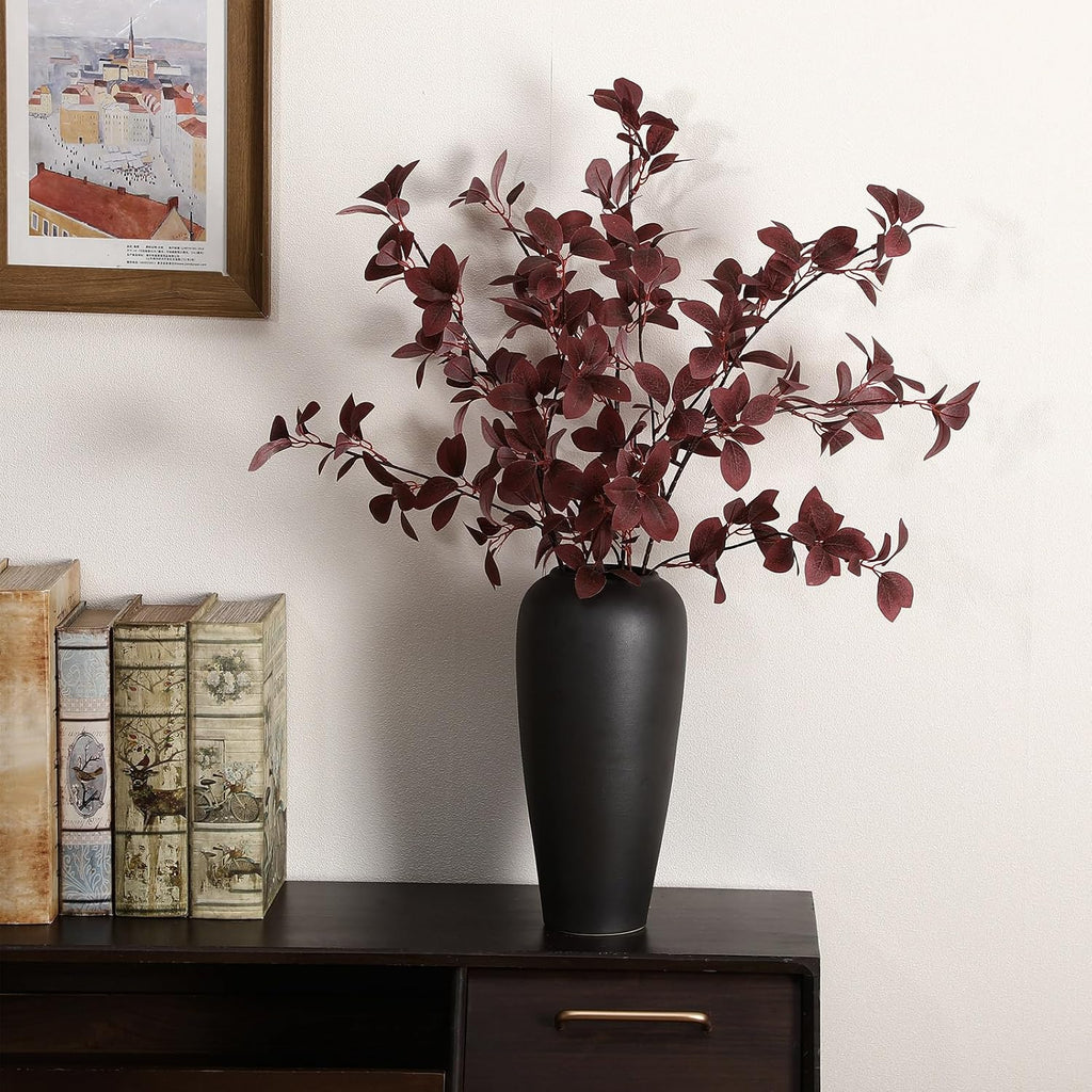 Janinka 10 Pcs Faux Fall Eucalyptus Stems for Vases Farmhouse, Dark Purple