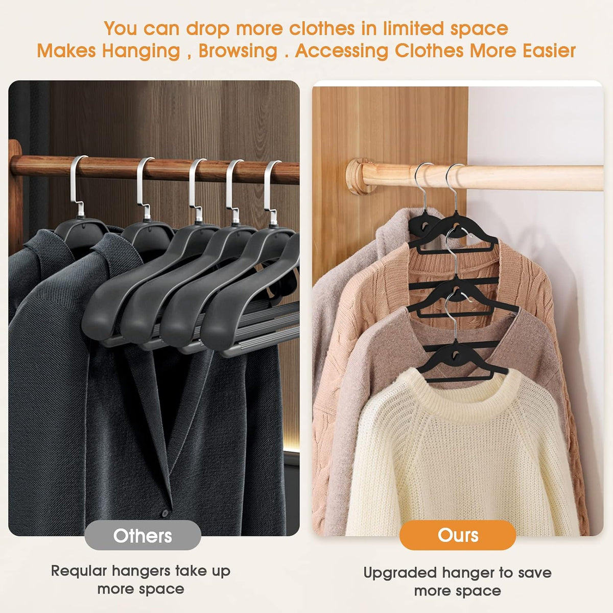 Velvet Clothing Hangers Slim Stackable Non-Slip Black Suit Hanger Space Saving Clothes Hanger Heavy Duty Adult Hangers with 360°Swivel Hook Pack of 20