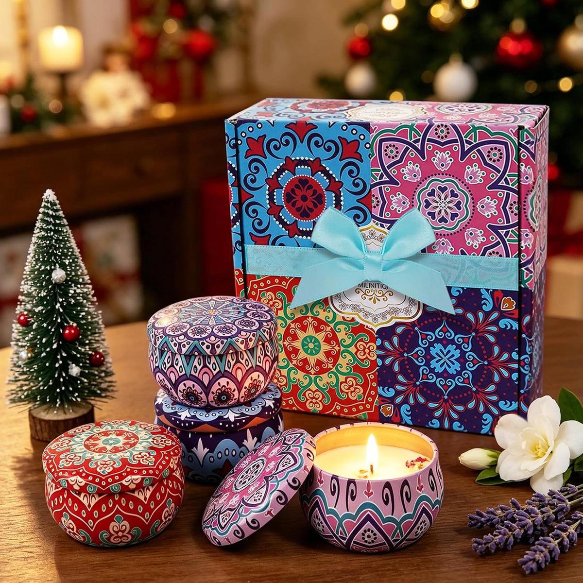 4 Pack Scented Candles Gift Set for Women, Natural Soy Wax for Home Scented