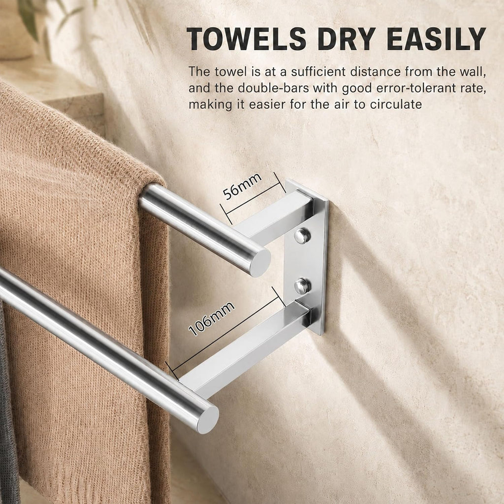 Alise 28‘’ Double Towel Bar for Bathroom Wall Mounted, Polished Chrome
