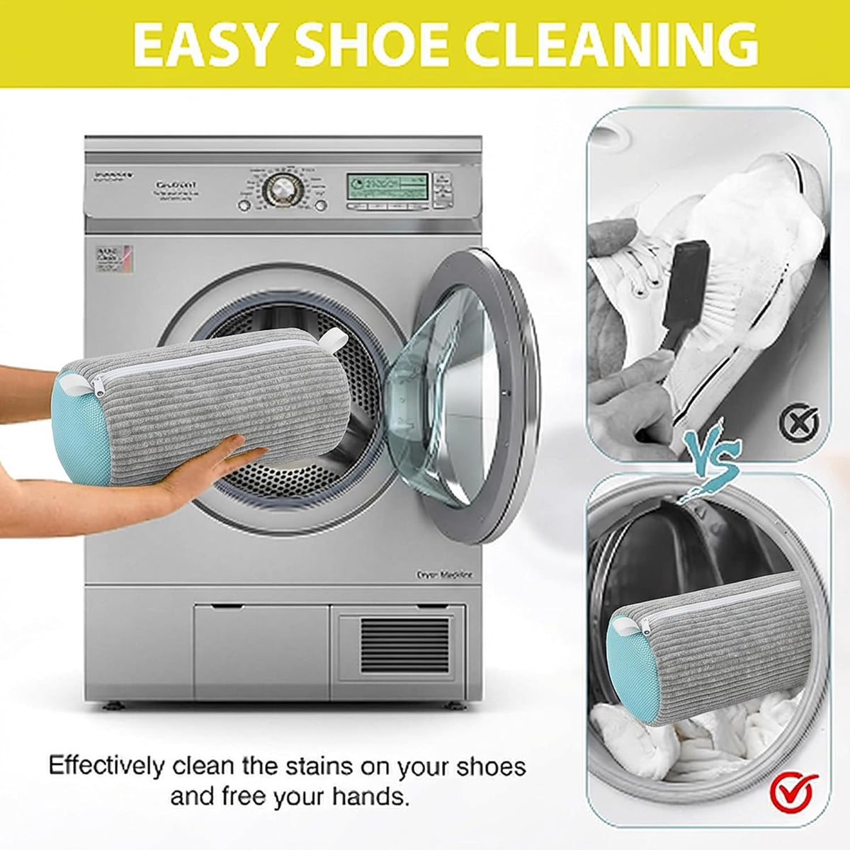 Shoe Washing Machine Bag，2PCS Laundry Shoe Bags for Sneaker，Washer and Dryer Reusable Shoes Cleaning Bag for All Shoe Sizes - Grey