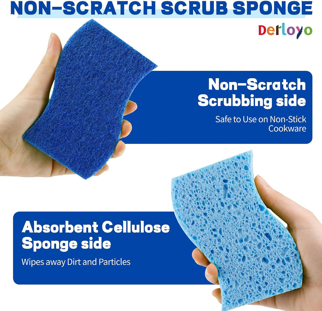 Non Scratch Scrub Sponge-12 Count, Sponges for Dishes, Blue