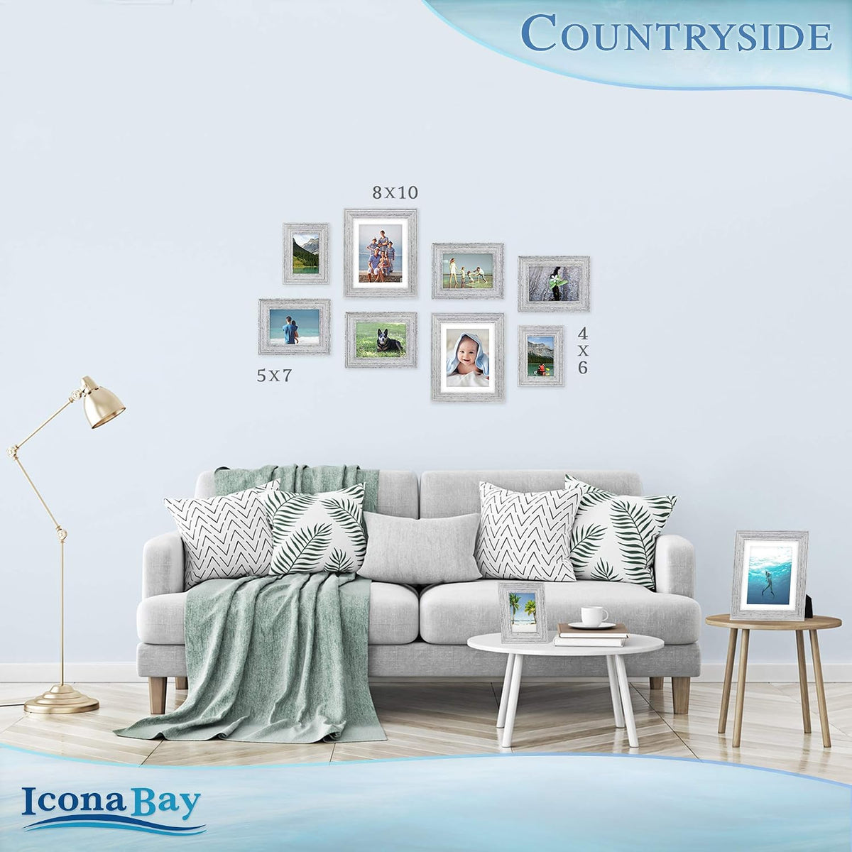 Icona Bay 8x10 Picture Frames with Mat (Speckled Gray, 6 Pack), French Country Style Picture Frame Set, Wall Mount or Table Top, Countryside Collection