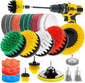 30 Piece Drill Brush Attachments Set, Scrub Pads & Sponge & Wire Brush for Drill, Power Scrubber Brush with Extend Long Attachment, Drill Scrubber Brush Kit for Bathroom, Floor, Car, Grout