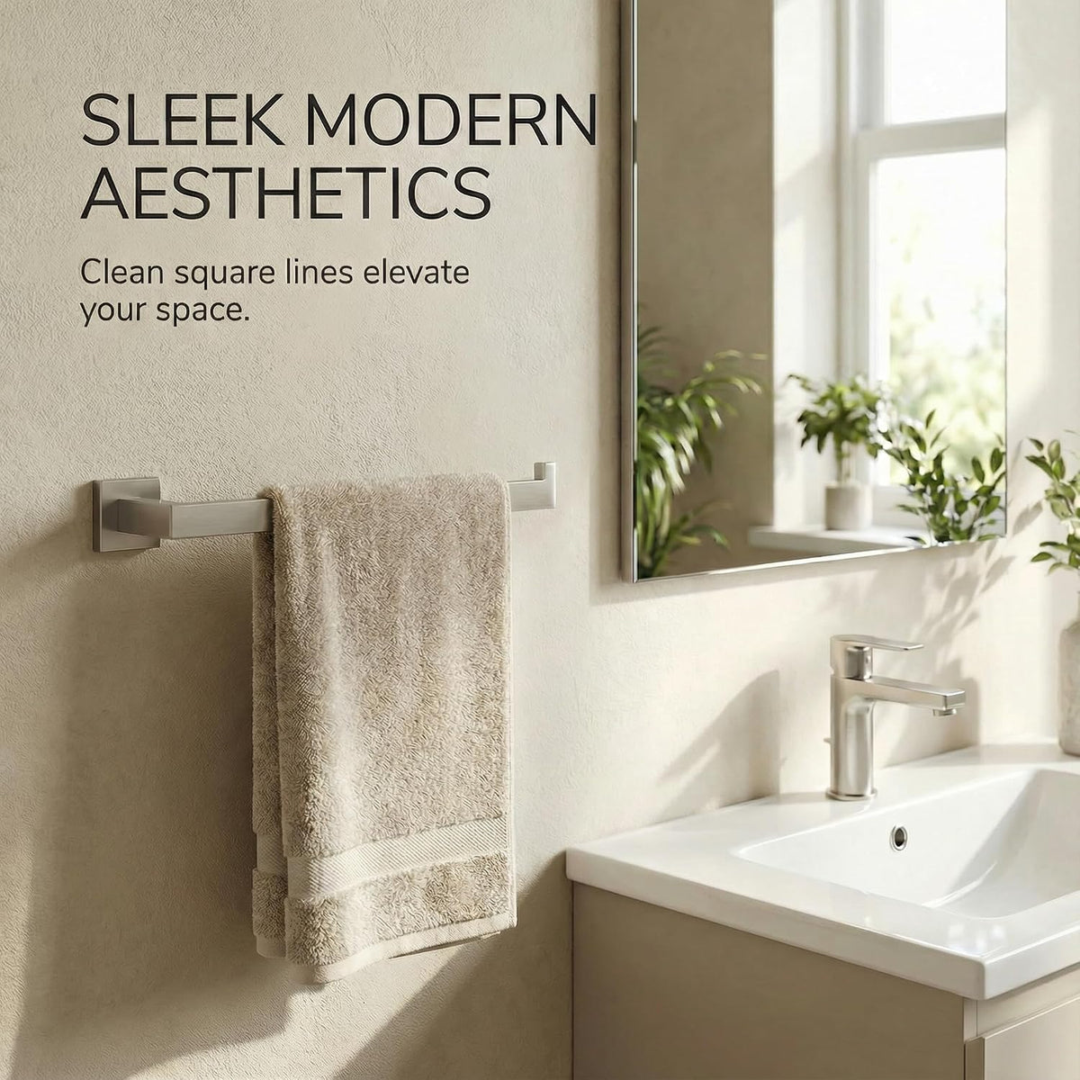 5-Piece Bathroom Hardware Set, 23.6 in Towel Bar, Brushed Nickel