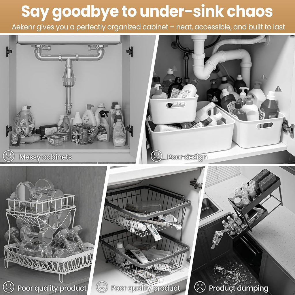 Under Sink Organizer for Kitchen and Bathroom Cabinets Pull Out Storage