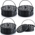 Lallisa 4 Pieces Mosquito Coil Holder Incense Coil Holder Retro Portable Metal Hanging Incense Burner with Handle Round for Home Camping Indoor Outdoor Patio(Black)
