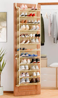 Whitmor 36 Pair Over the Door Shoe Rack,12 Tier Hanging Shoe Organizer with Metal Frame & Mesh Shelves, Heavy Duty Shoe Storage Holder for Door, No Drill Installation, 74" H x 21.7" W x 7.5" D, Beige