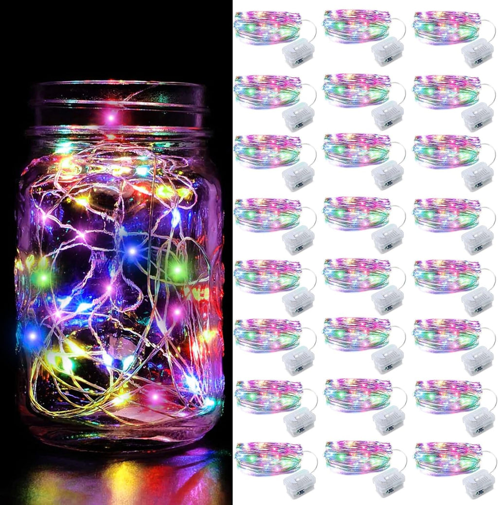 Aogist 24 Pack Multicolor Fairy Lights 7ft 20 LED Waterproof String Light