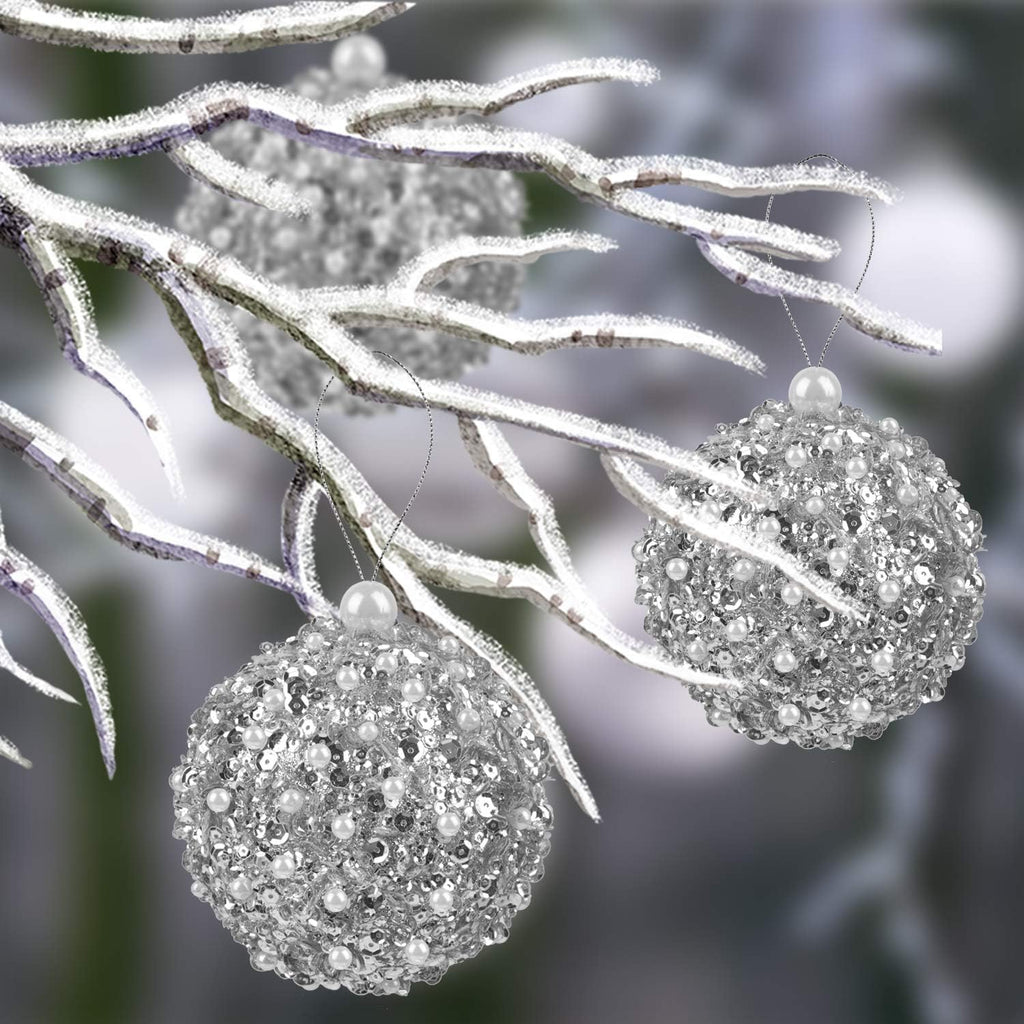 4.25" Silver Shatterproof Christmas Ball Ornaments, 4pc Set for Xmas Trees and Holiday Decor