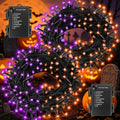 FairyGlim 2PACK Purple&Orange Halloween Lights, 33FT 100 LED Outdoor String Light with Timer & 8 Modes, 3AA Battery Operated Waterproof String Light for Outdoor and Indoor Halloween Decor