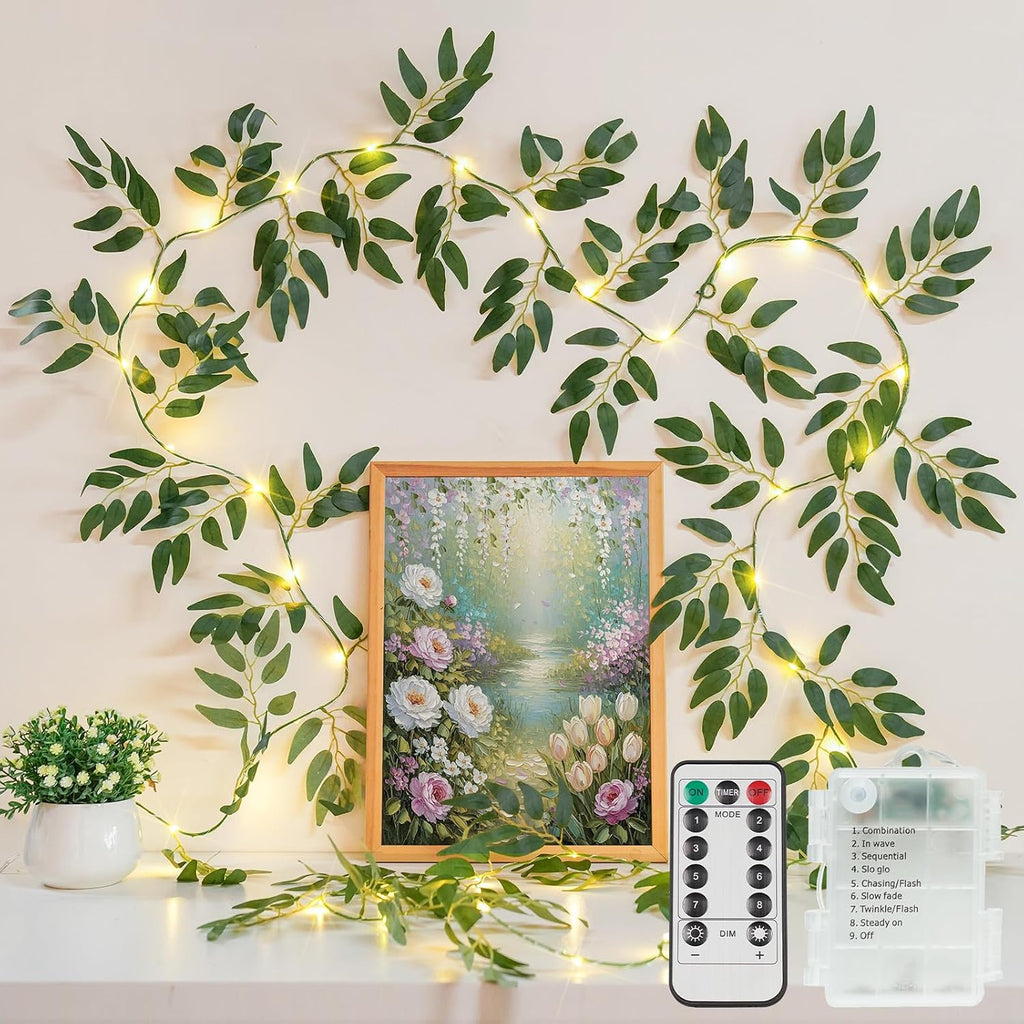 suddus 13.1FT 40LED Willow Vine with Lights Battery Powered Copper Wire