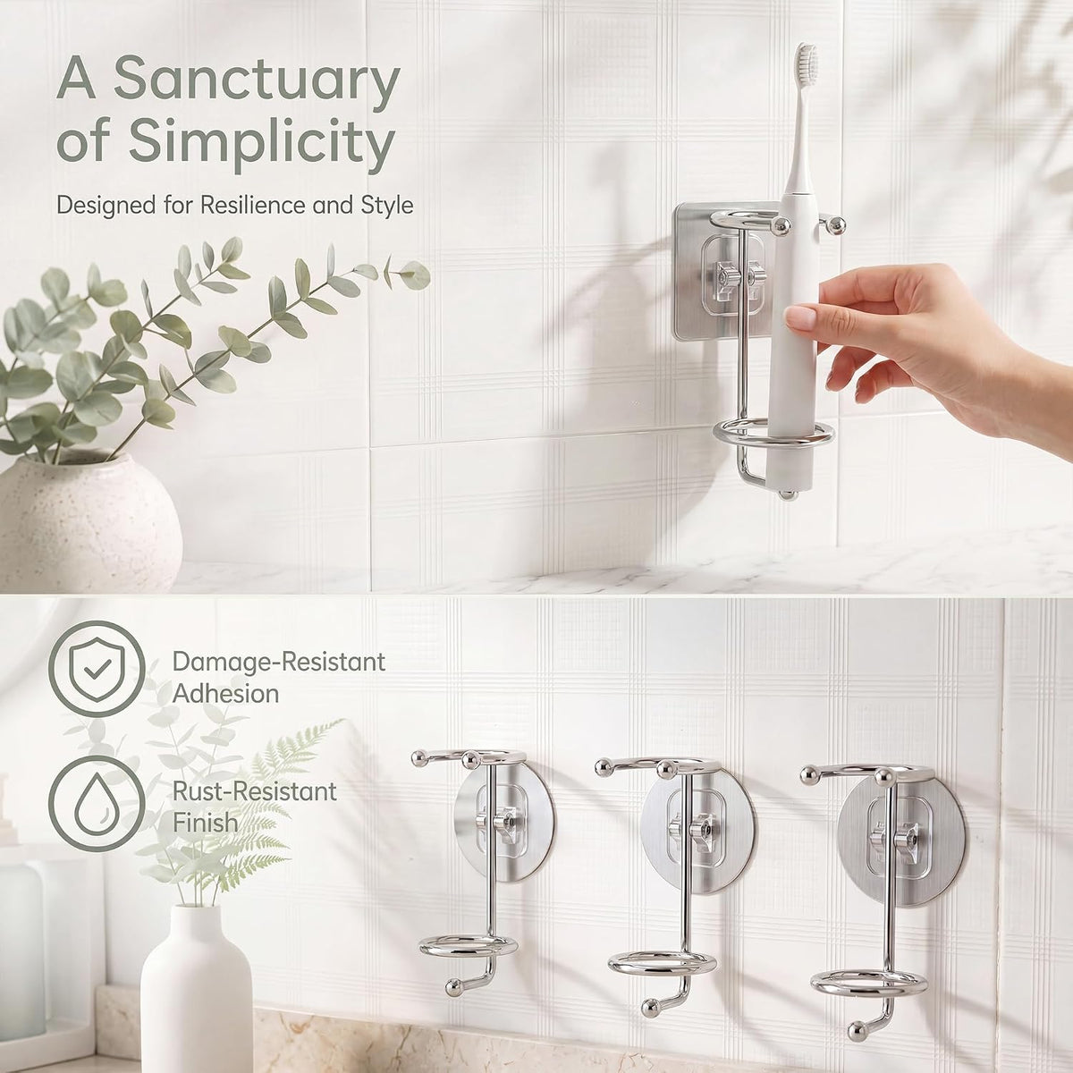 Electric Toothbrush Holder Wall Mounted, Cast Iron, 1 Pack