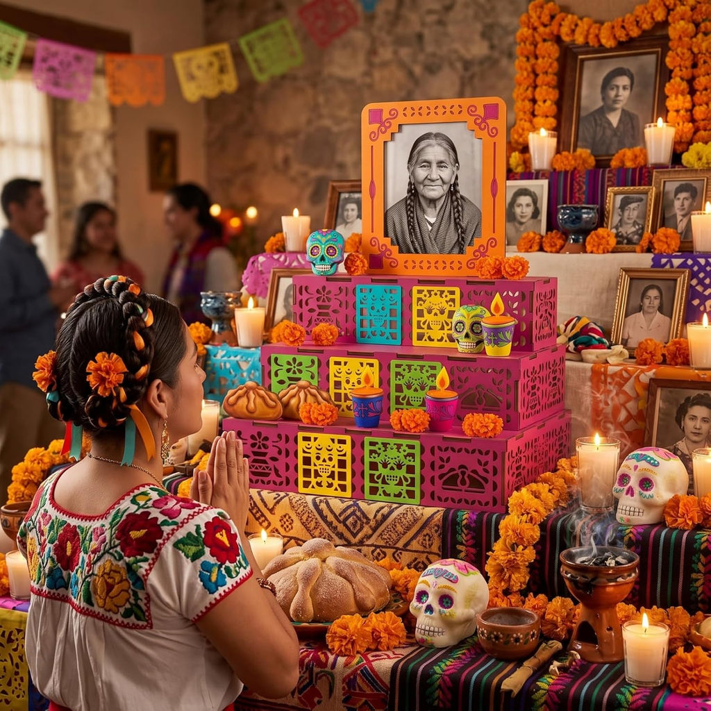 Geelin Dia De Los Muertos Ofrenda Altar Wooden Shadow Box, Classic