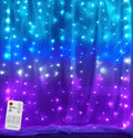 Curtain Fairy Lights Teal Blue Purple Ombre with Remote, Led String Lights for Girls Room Mermaid Unicorn Twinkle Wall Hanging Frozen Turquoise Lavender Lilac