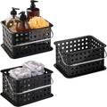 iDesign Stackable Shower Basket with Handle, Black, Set of 3