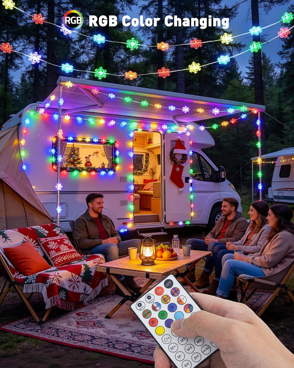 JMEXSUSS Smart Snowflake Lights for Christmas Decor, RGB Christmas Lights