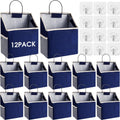 Woanger 12 Pcs Wall Hanging Storage Bag Wall Hanging Organizer Bag Over The Door Closet Basket Containers Bins with Hooks Pockets for Bedroom Bathroom, 15 x 4.3 x 8.7''(Navy Blue)