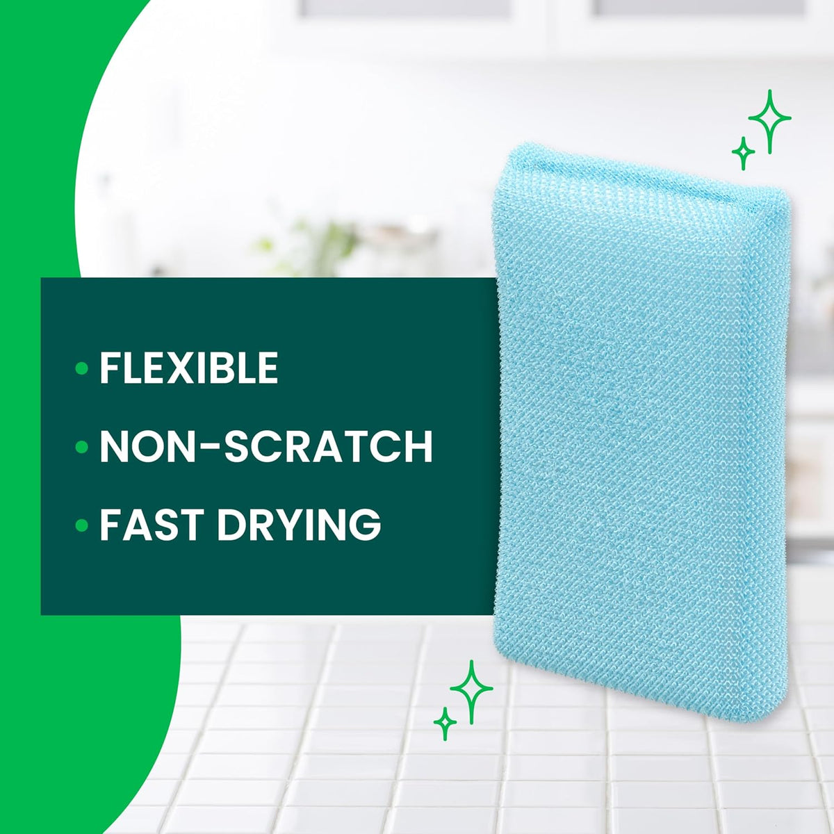 Scotch-Brite Dobie Non-Scratch All-Purpose Scrub Pads, 6 Total Pads (2 Packs of 3), Reusable Scouring Sponges for Kitchen & Bathroom, Safe on Non-Stick Cookware, Assorted Colors