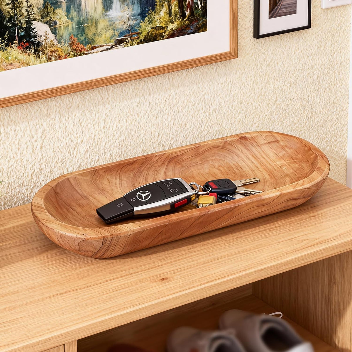 14.17" Wood Cedar Decorative Bowl, Fruit tray, Medium Size