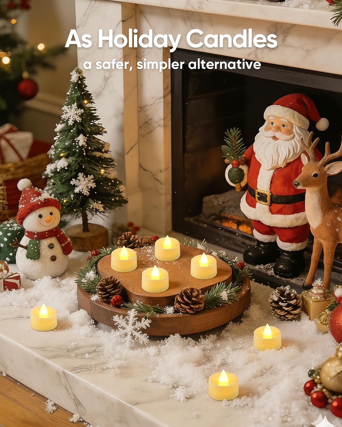 Amagic 100 Pcs Flickering Flameless LED Tea Lights Battery Operated, Ivory