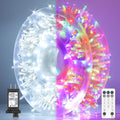 300 LED Christmas Fairy String Lights, Outdoor 128FT Waterproof Twinkle Lights, Color Changing String Lights, 11 Lighting Modes, Timing, Christmas Decoration-Multicolor to Cold White