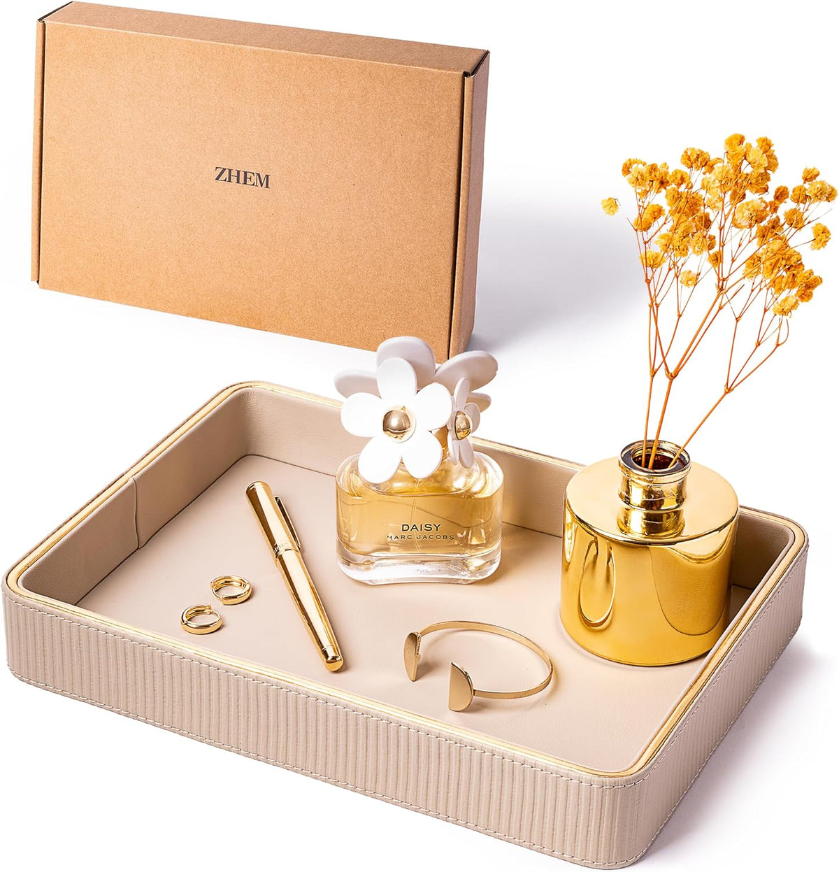 Perfume Tray Valet Tray Night Stand Bedside Organizer| Perfume Organizer Catchall| Perfume Trays for Dresser Vanity Tray for Dresser Countertop| Perfume Holder| Nightstand Organizer Women