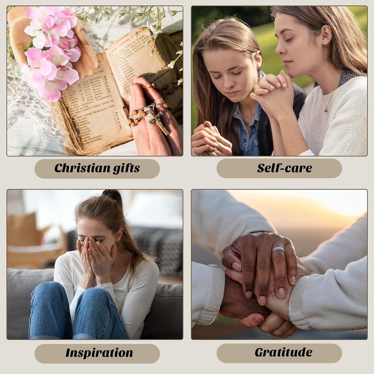 Teenyyou Prayer Bowl Wooden, Hands Prayer Bowl, Christian Gifts for Women Men, Cross Hands Shaped Christmas Mother's Day Gifts Birthday Religious Decorative for Mom Dad