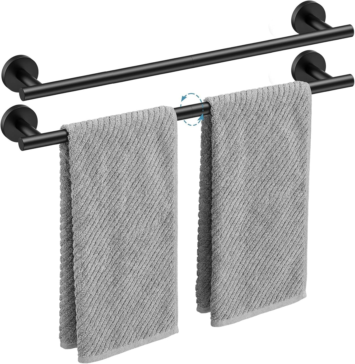 Matte Black Towel Bar, 24 Inch Towel Rack for Bathroom Wall-Mounted