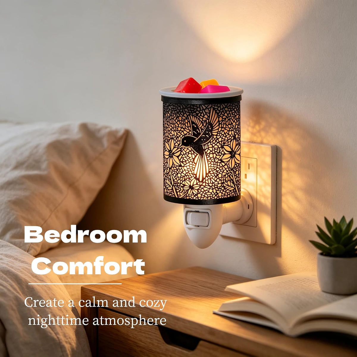 ASAWASA Metal Plug-in Wax Warmer with 1 pcs Silicone Liner(Hummingbird)