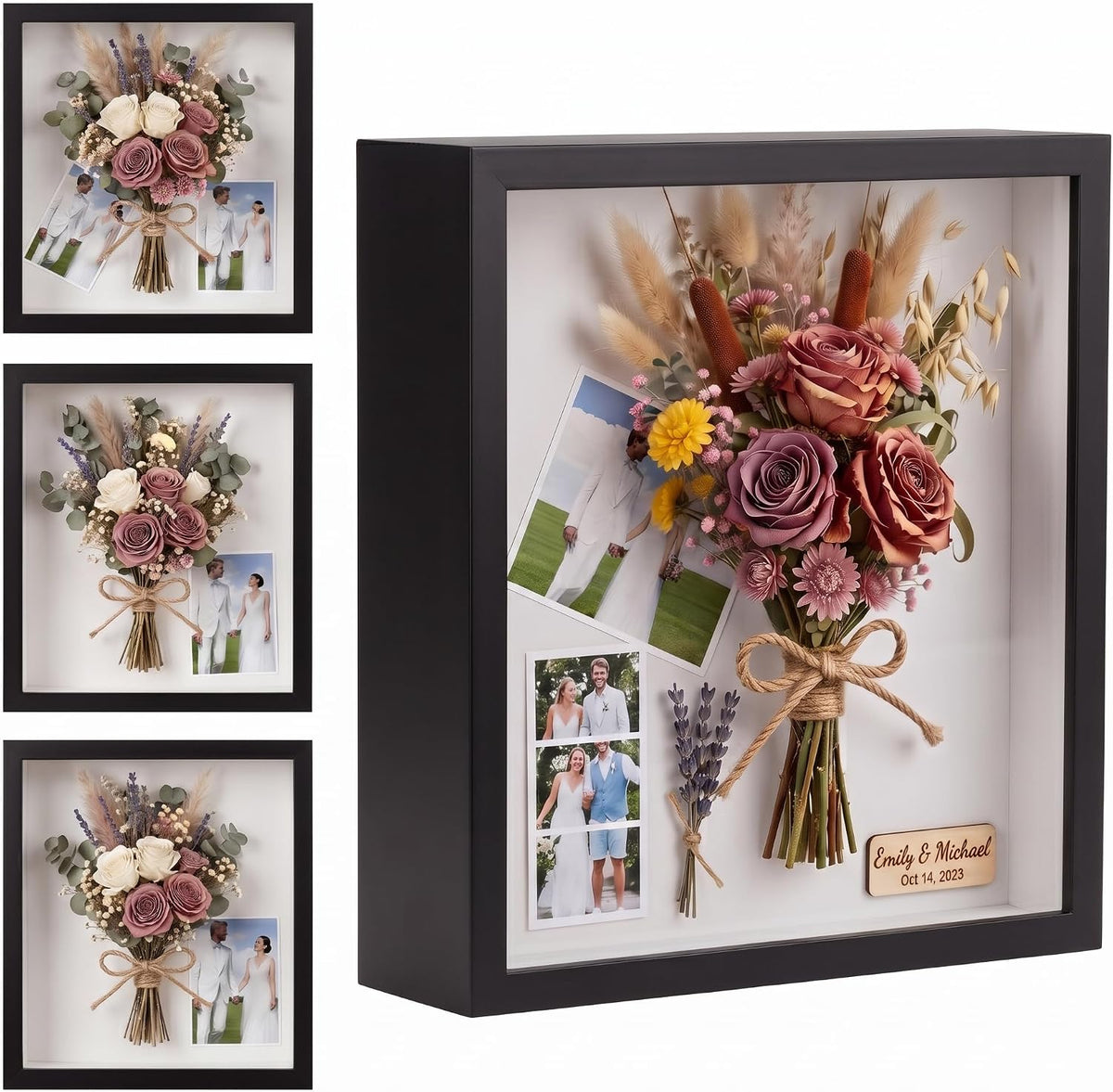 4 Pcs 8x10 Shadow Box Frame-1.96" Deep Keepsake Box 3D Picture Frame/Black