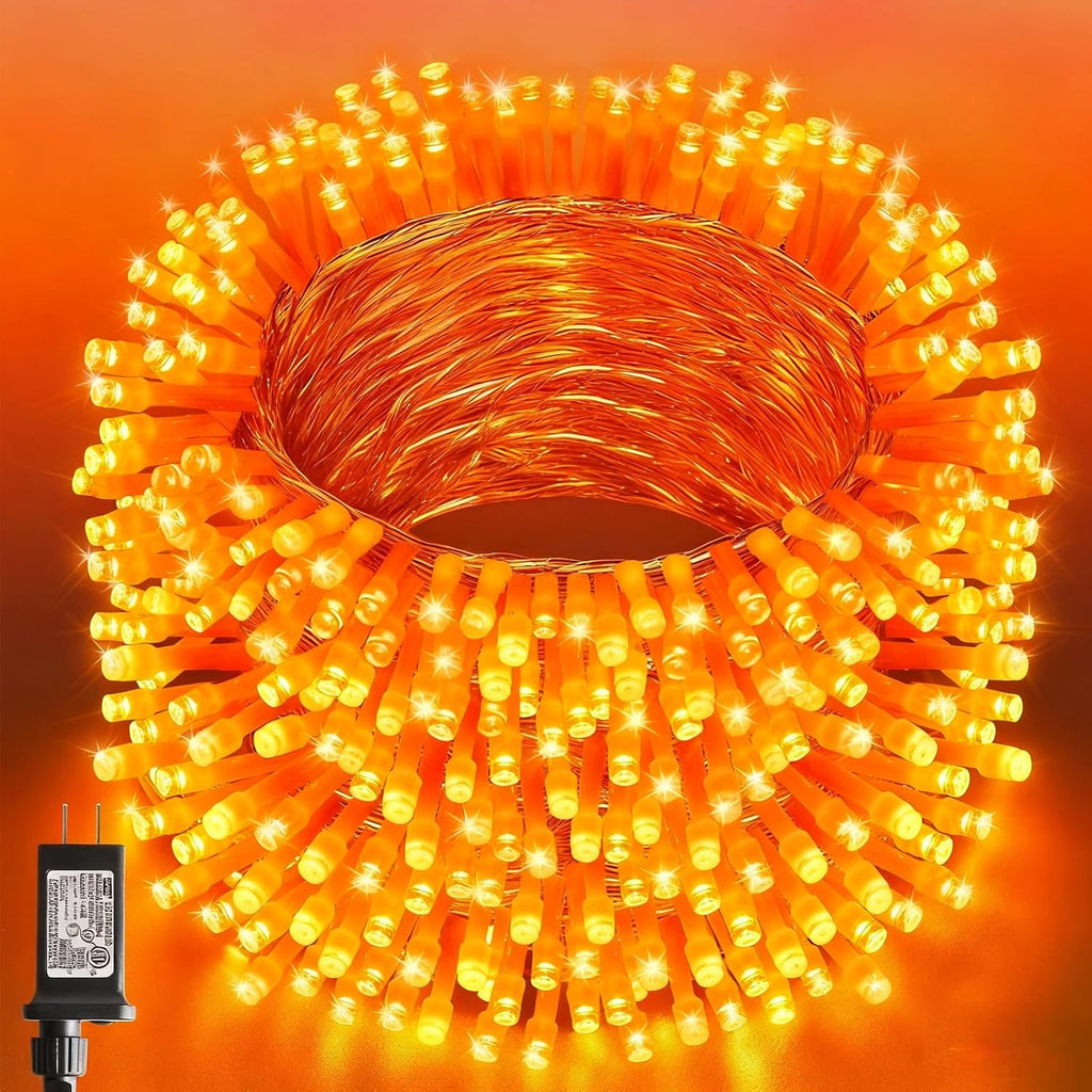 66Ft 200LED Orange Christmas Tree Lights Halloween Light Plug in